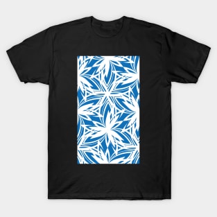 abstract petals - white on blue T-Shirt